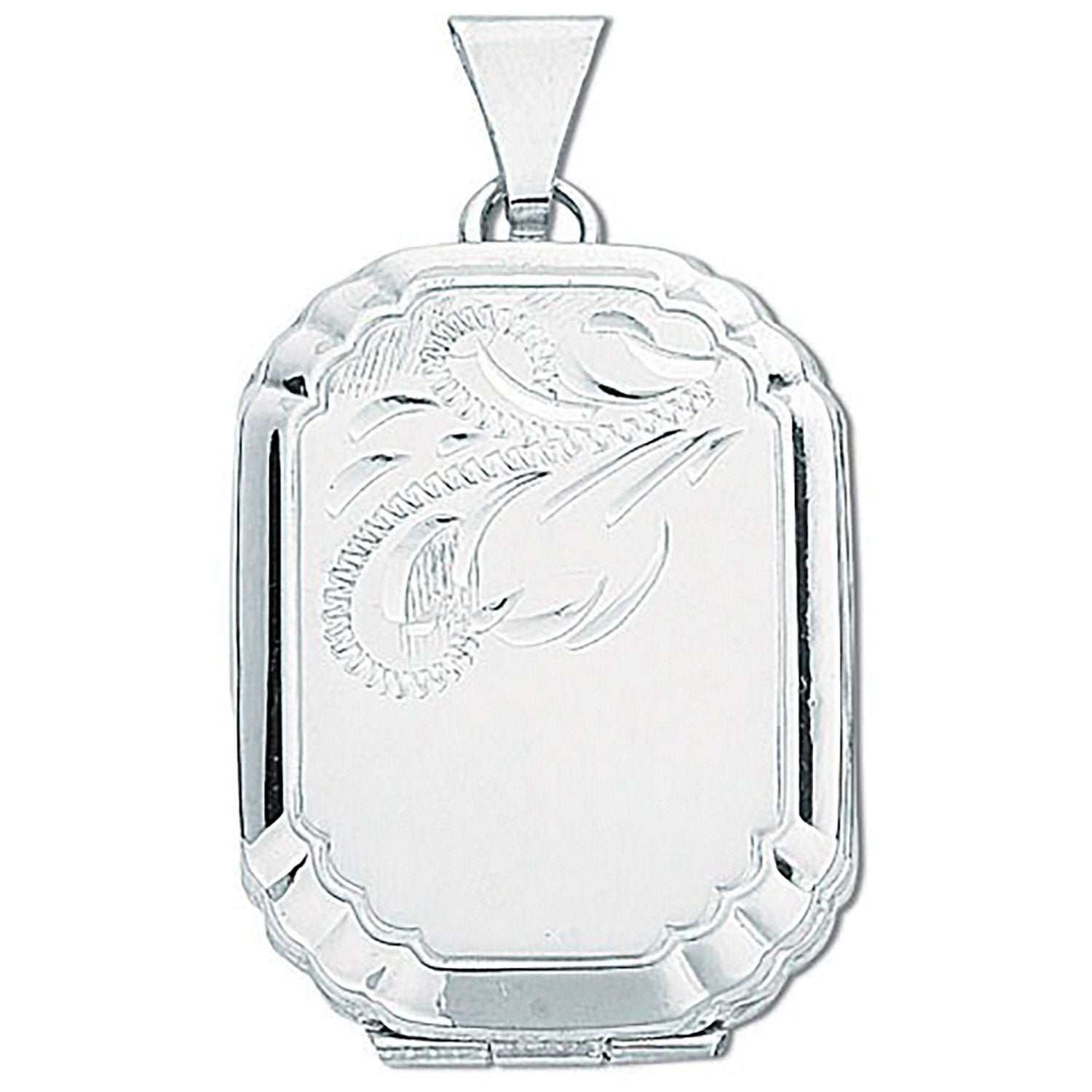 Silver Engraved Rectangular Shaped Locket - Luxury Watch - Certified Authentic - Swiss Made – Luxury Watch by Imperial